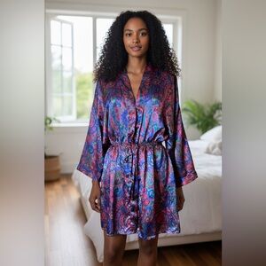 Victoria's Secret Multicolor Paisley Robe Vintage Gold Label Size Small EUC